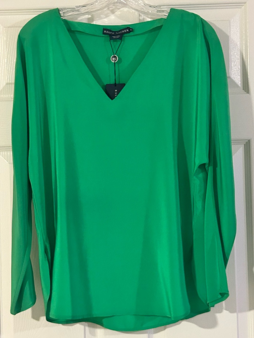 Ralph Lauren 100% Silk V Neck Cruise Blouse NWT